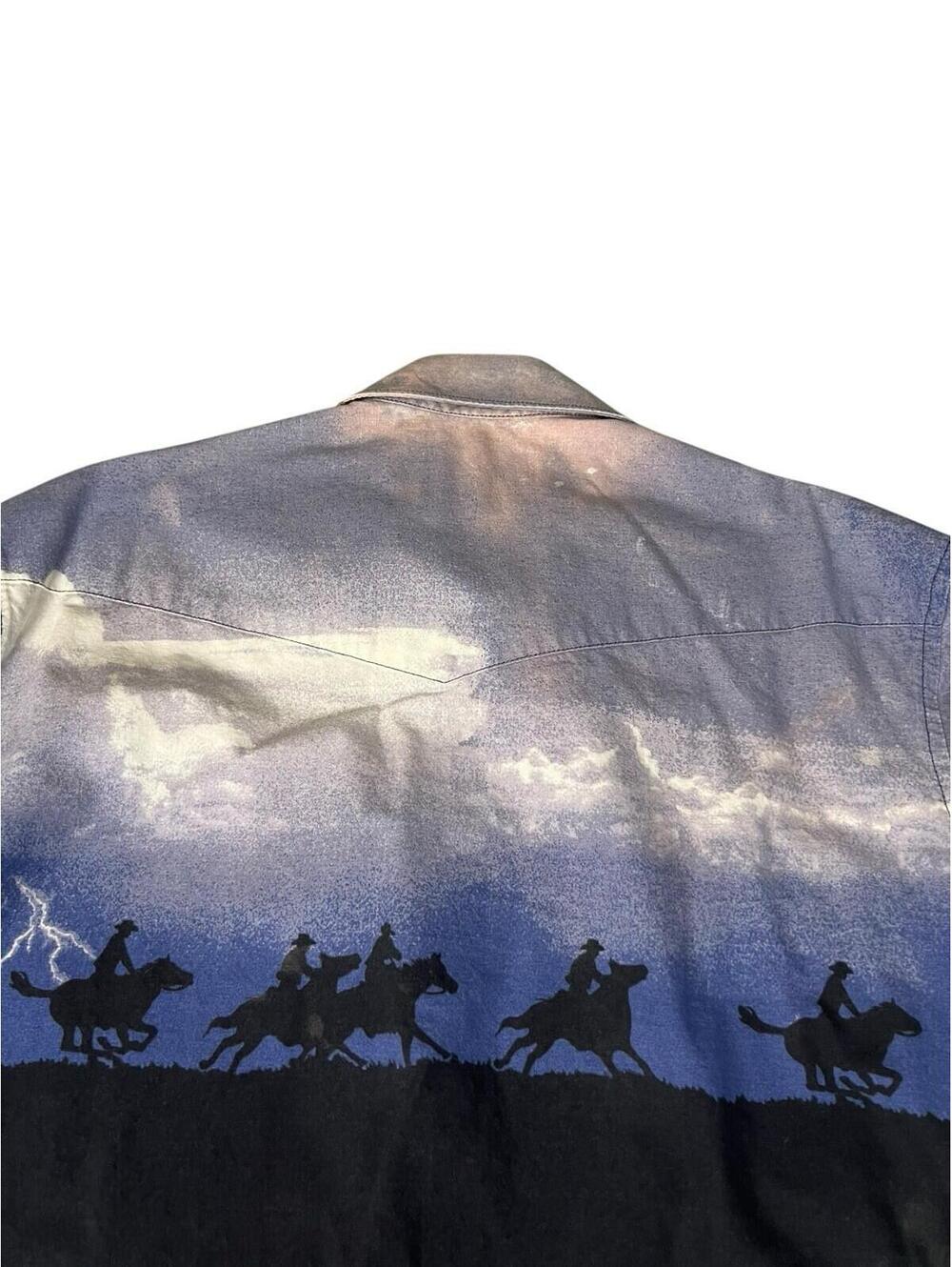 Vintage Wrangler Western Lightning Horse Pearl Snap Shirt Medium - Picture 6 of 9